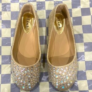 Gold/Iridescent Rhinestone Shoes